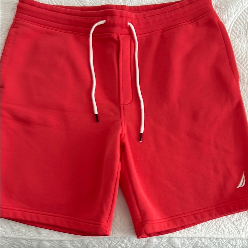 Nautica Coral Red  Athletic Shorts with Drawstring and Logo